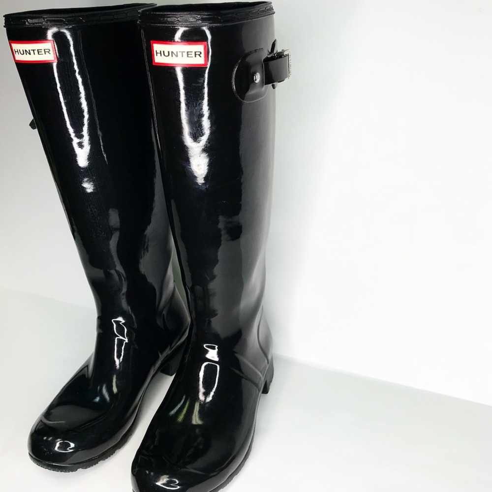 Hunter boots original tall black gloss size 8 - Picture 2 of 7